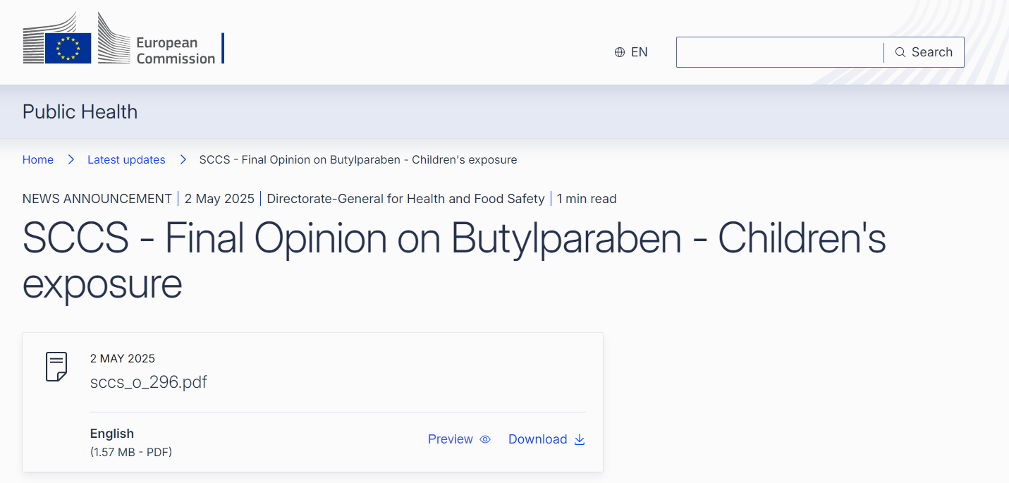 SCCS,Cosmetic,Safety,Ingredient,Children