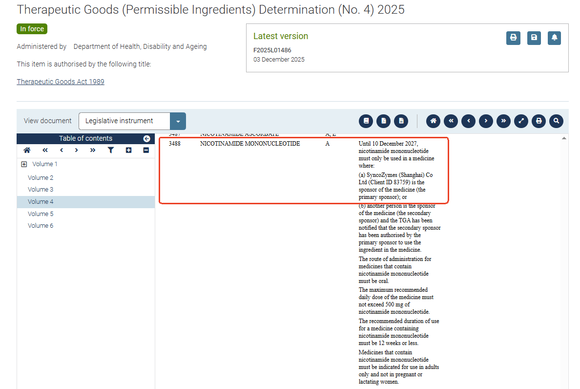 Food,NMN,US,Australia,EU,Progress,Compliance