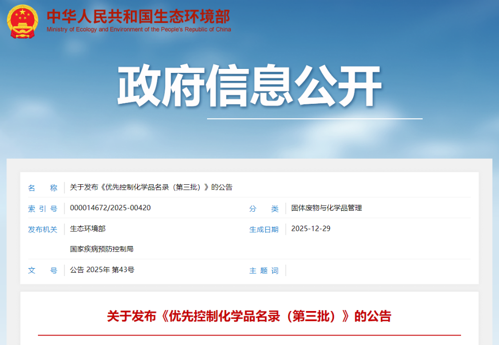 化學品名錄,優先控制化學品名錄,新污染物治理