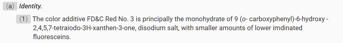 FDA,梔子(青皮素)藍色素,食品添加,FD&C紅色3號